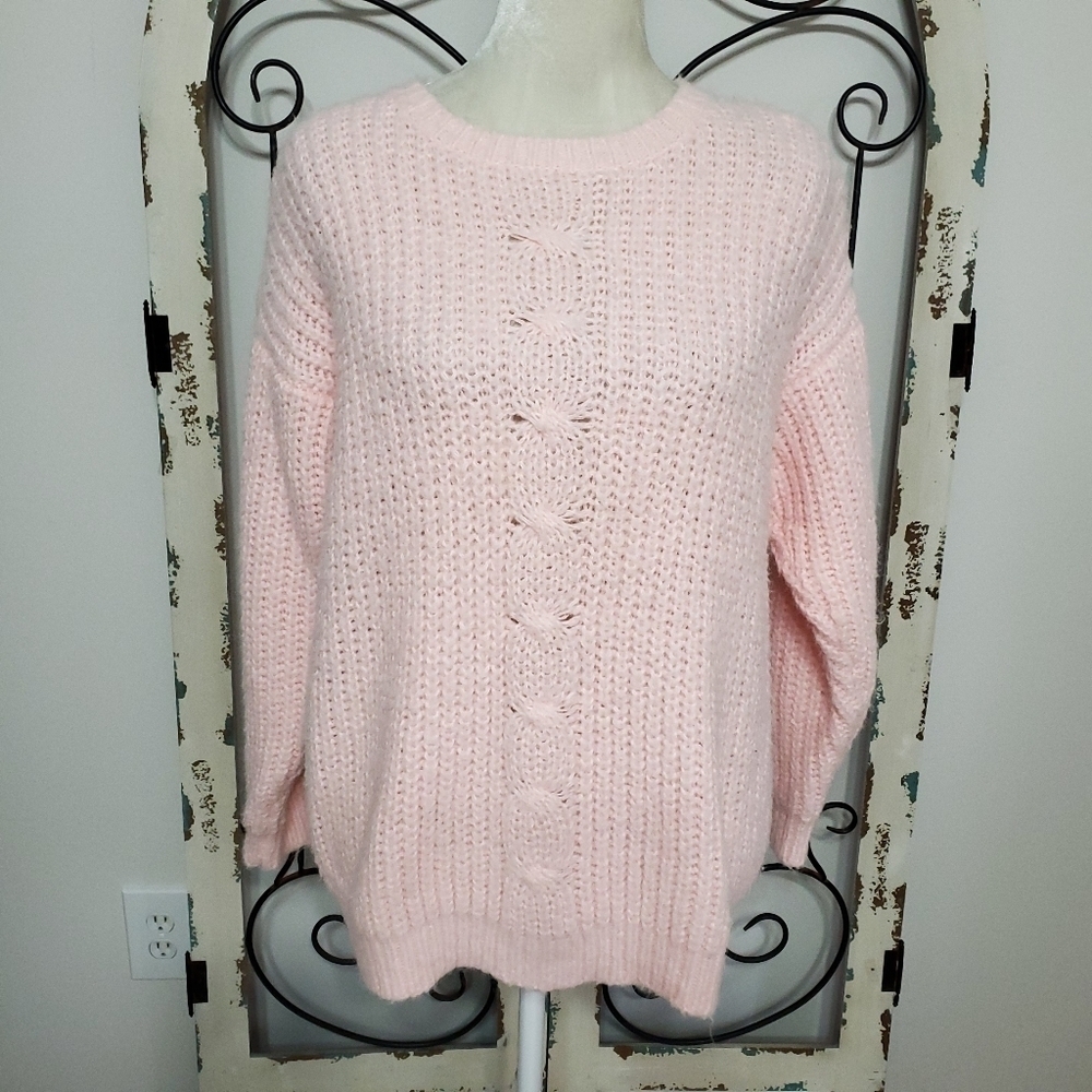 Chunky soft pink sweater medium